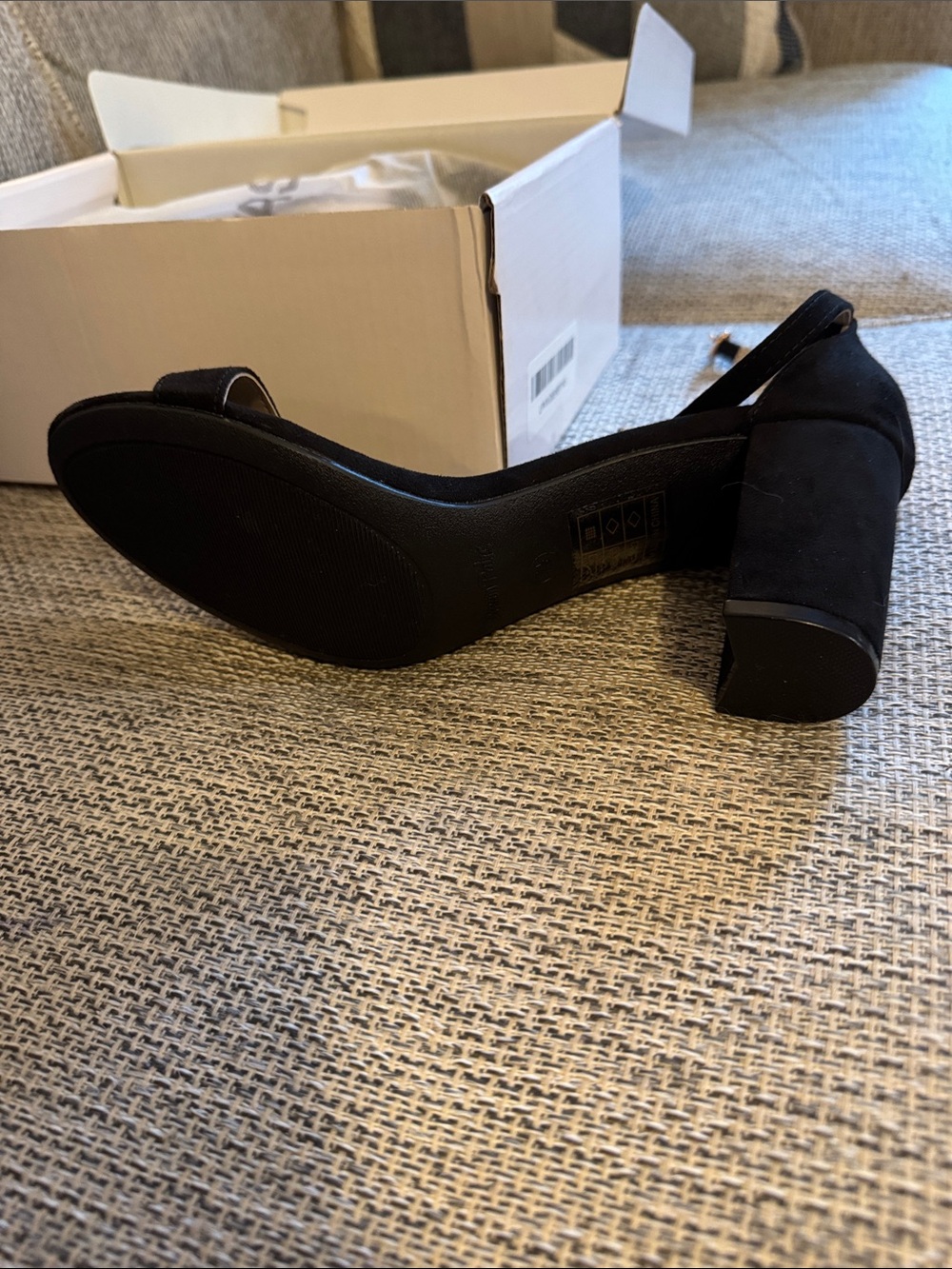 Dream Paris Black Suede Block Heel Sandals